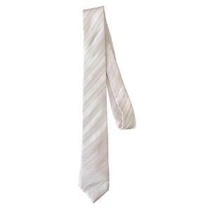 Vintage LEONARD HERMAN Silk White Mens Tie Made In France Excellent Condition
